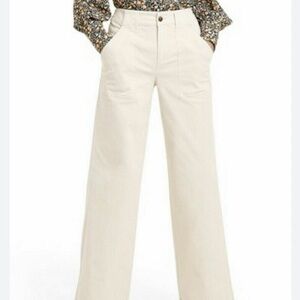 Nili Lotan X Target Cropped Pants Womens Wide Leg High Rise Pockets Cream